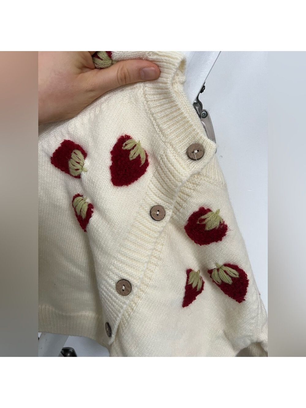 Strawberry Patterned Kids Cardigan - Picture 2 of 2
